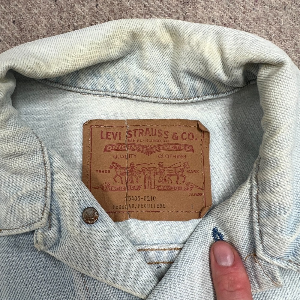 Vintage Levi's 75405 Denim Jacket Mens Large Blue 1990s US Air Force - Picture 8 of 13